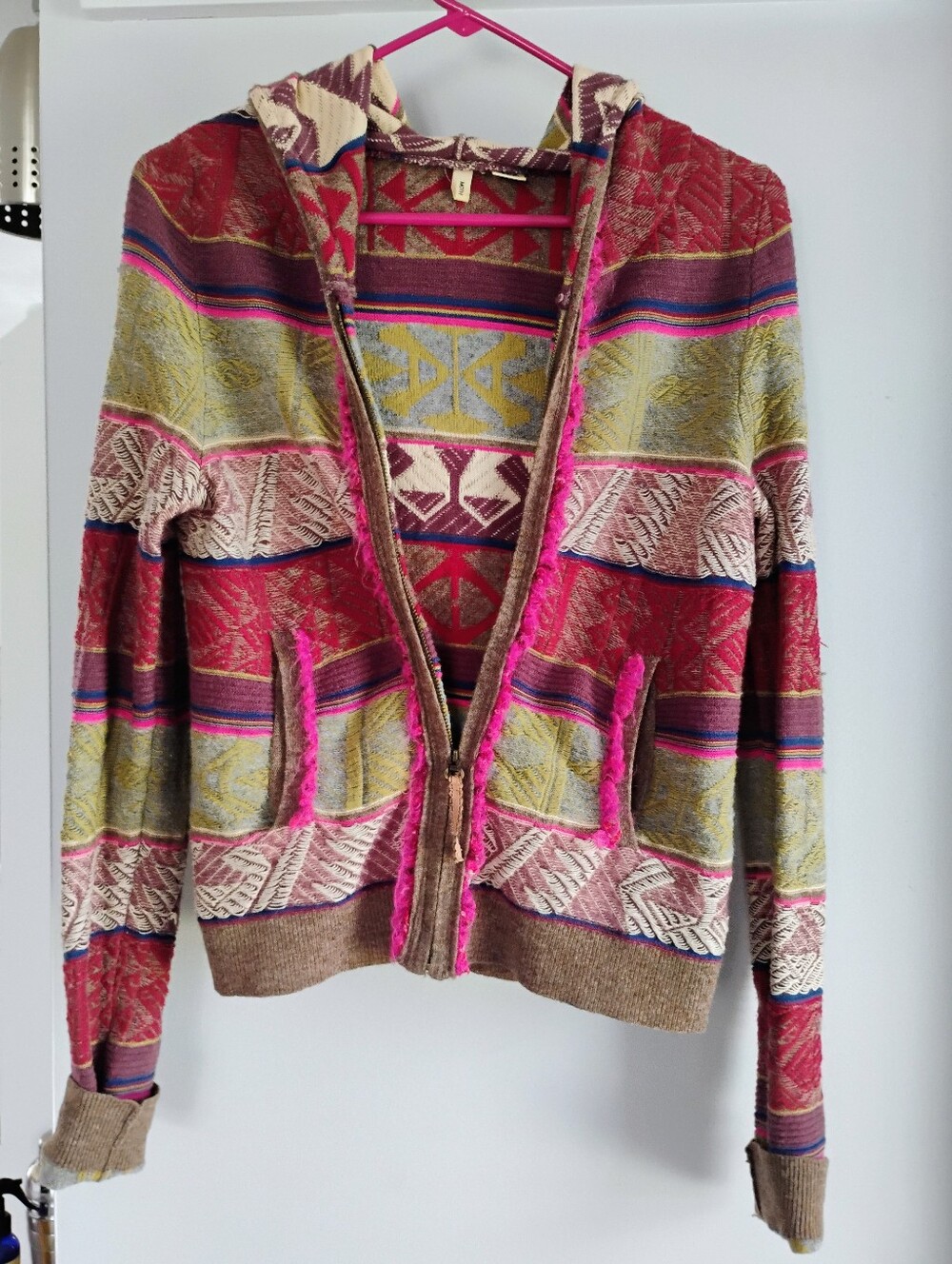 Anthropologie Hooded Zip-Up Sweater Poncho